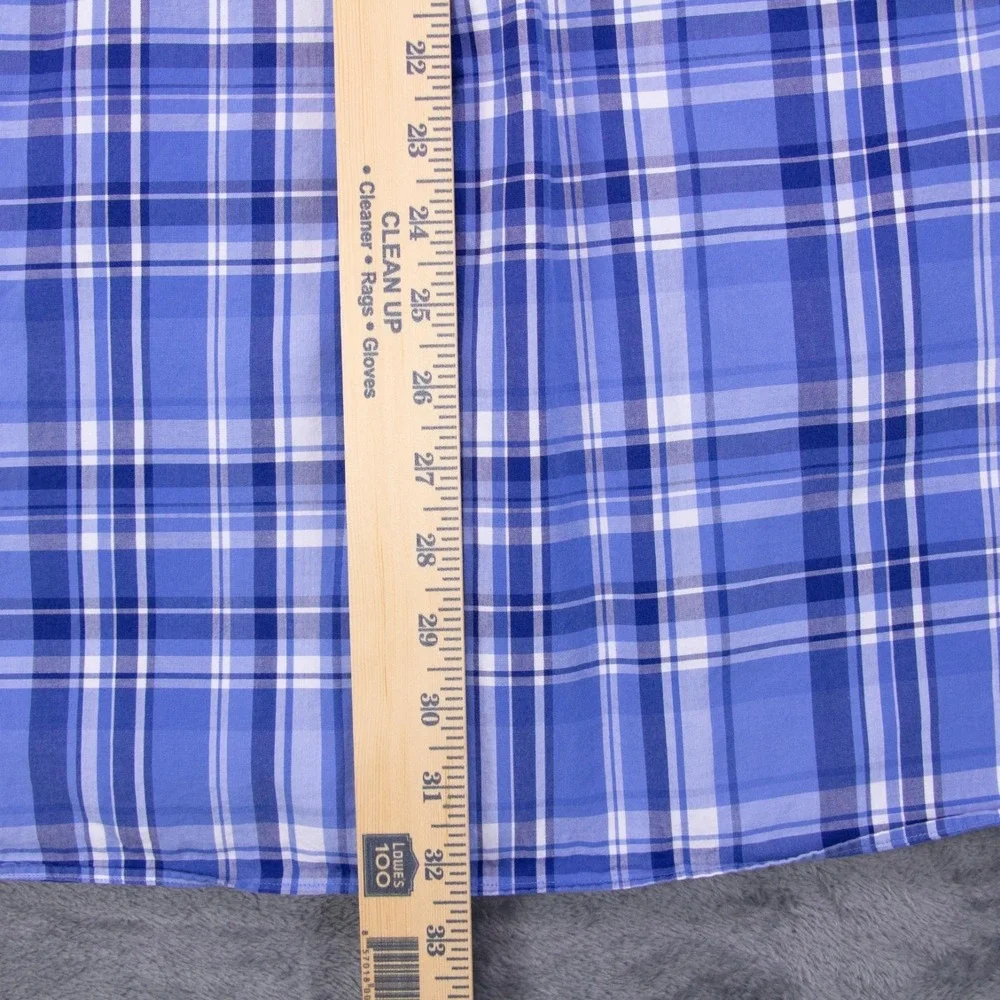 Polo Ralph Lauren Mens 3XB Blue Check‎ Classic Fit LS Button Front Shirt
